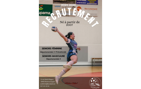 RECRUTEMENT SENIORS FEMININES ET SENIORS MASCULINS